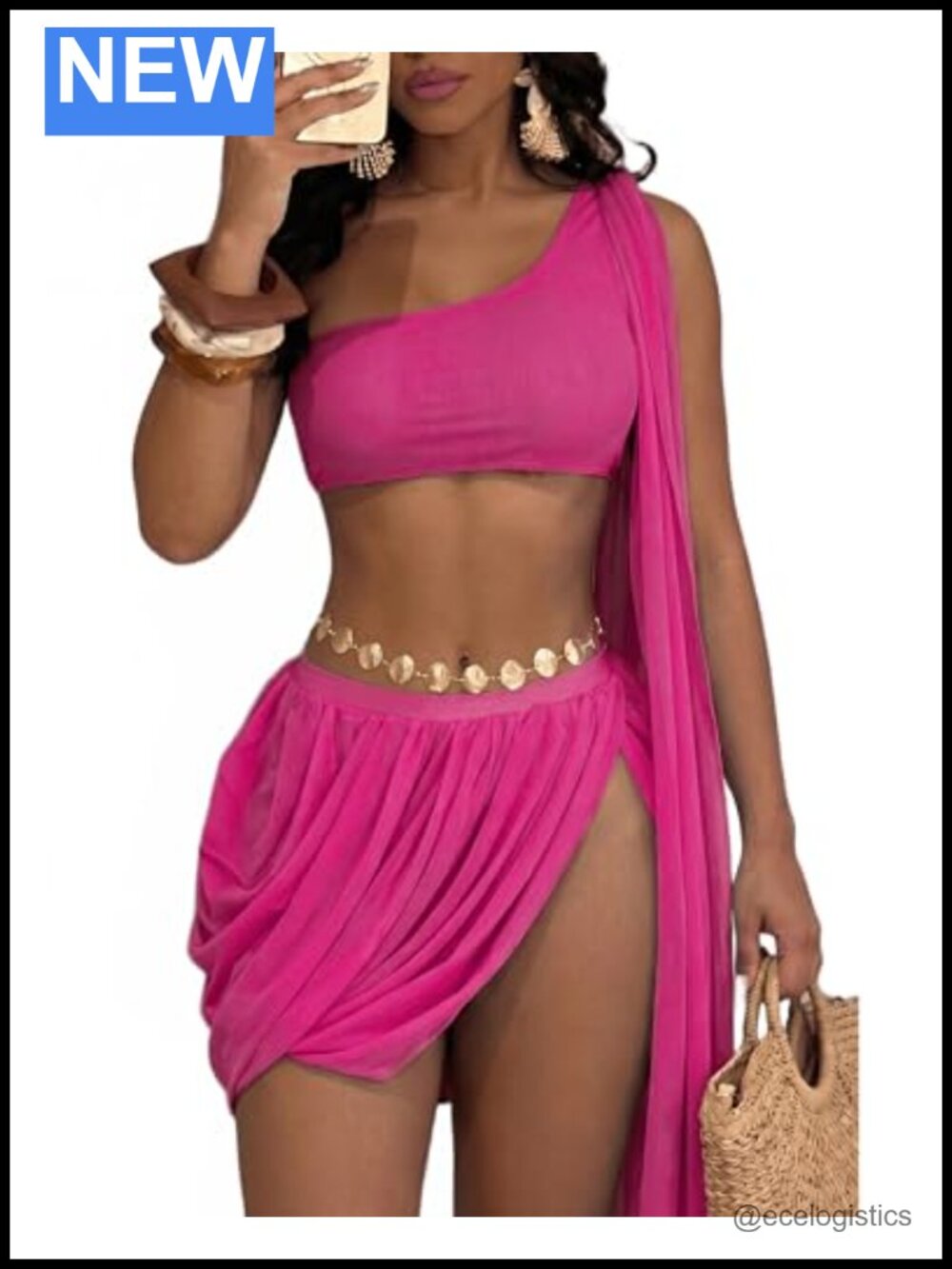 Women Sexy 2 Piece Skirt Set Mesh Crop Top Beach Cover Up